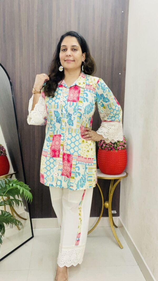 Printed Off White Schifli Coord Set