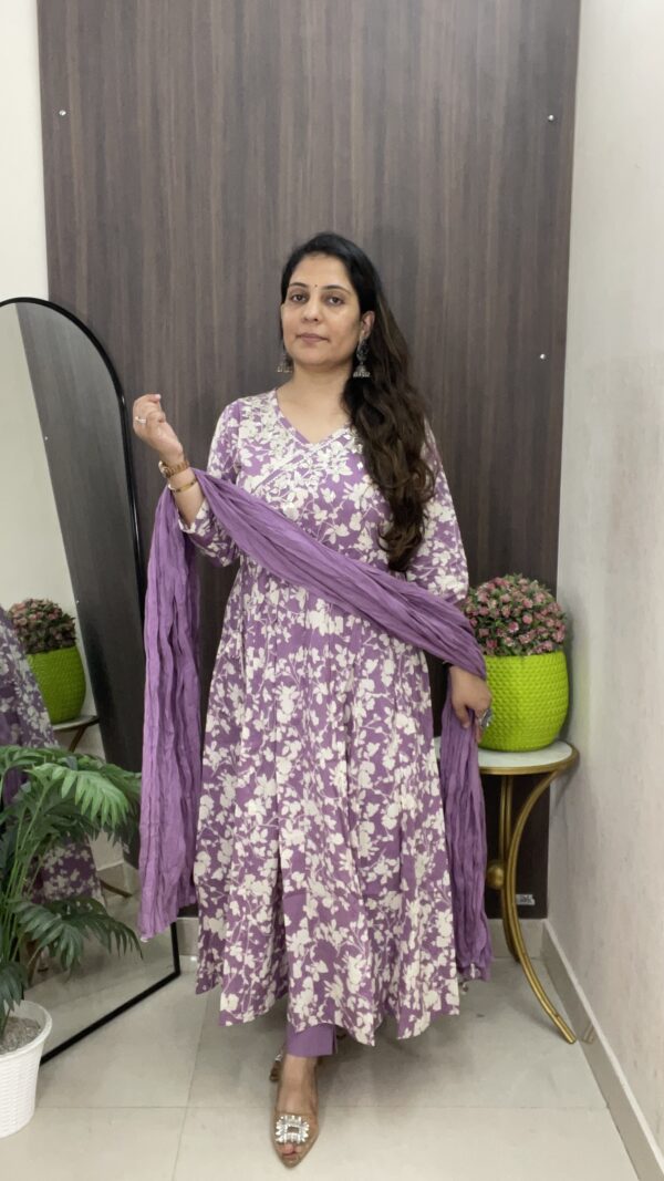 Purple Printed Anarkali Suit