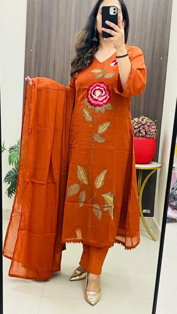 Rust Orange Cotton Suit Set