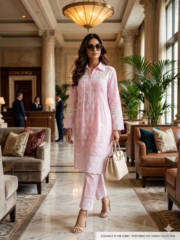 Blush Pink Chikankari Co-Ord Set
